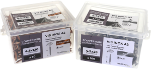 Vis de couverture 4,5x45 inox A2 RAL7016 + rondelles EPDM - 100 pces