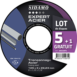 Lot de 5 disques tronçonnage Ø125 EXPERT ACIER + 1 offert