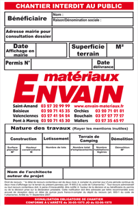 Panneau de chantier ENVAIN 80x120